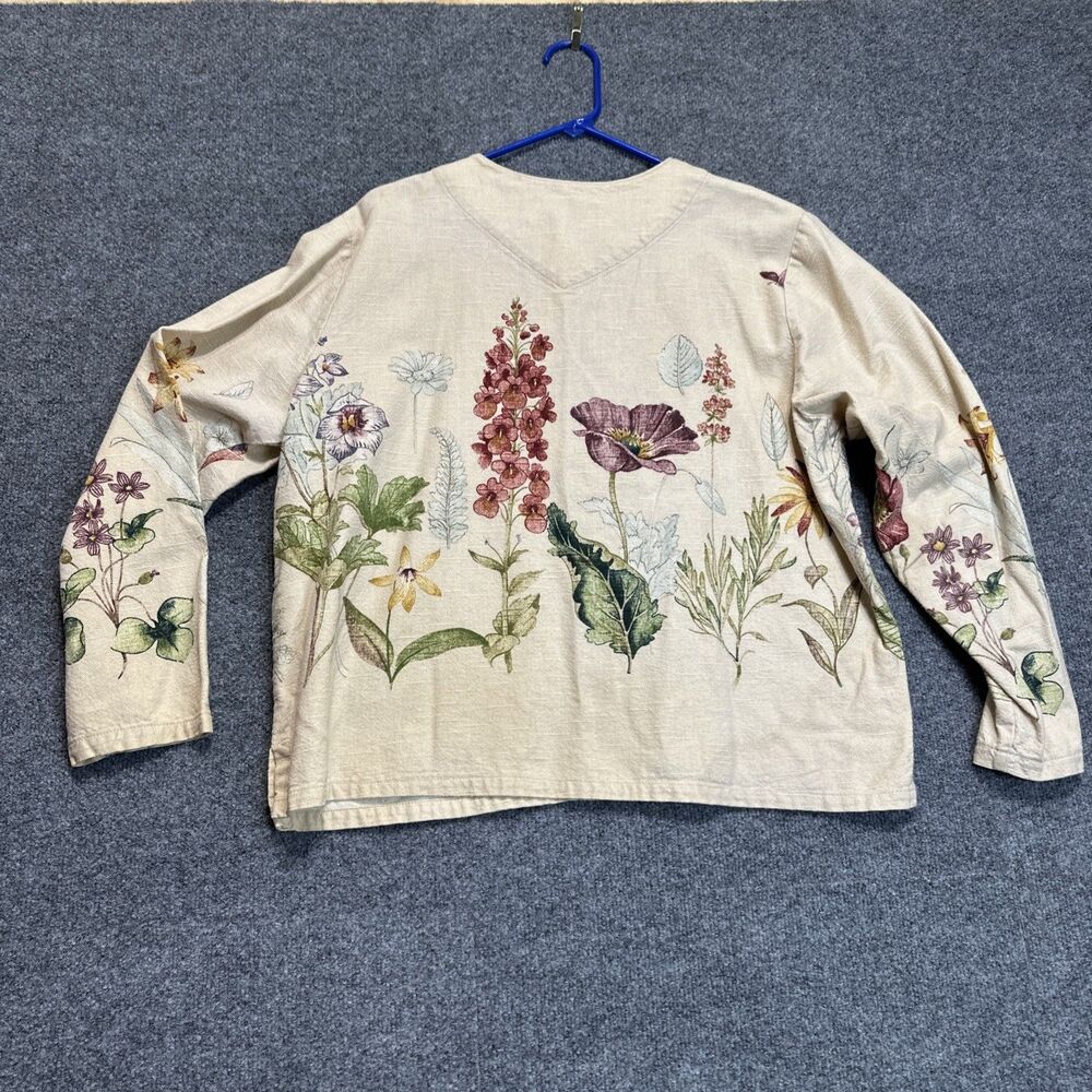 Vintage Orvis Womens XL Floral Botanical Jacket Beige Cottagecore - Picture 4 of 11
